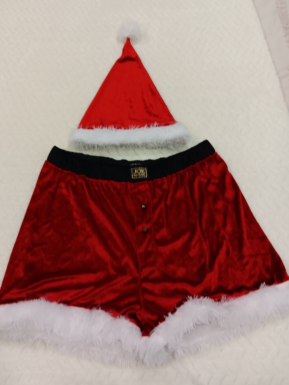 Joe Boxer Red and White Holiday Santa Boxer Briefs with Hat NWOT